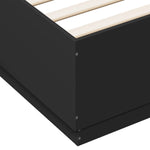 Sengeramme Med Led-Lys Svart 160X200 Cm Konstruert Tre
