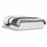 Sengeramme Med Led-Lys Hvit 150X200 Cm Konstruert Tre