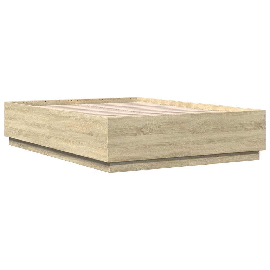 Sengeramme Med Led-Lys Sonoma Eik 150X200 Cm Konstruert Tre