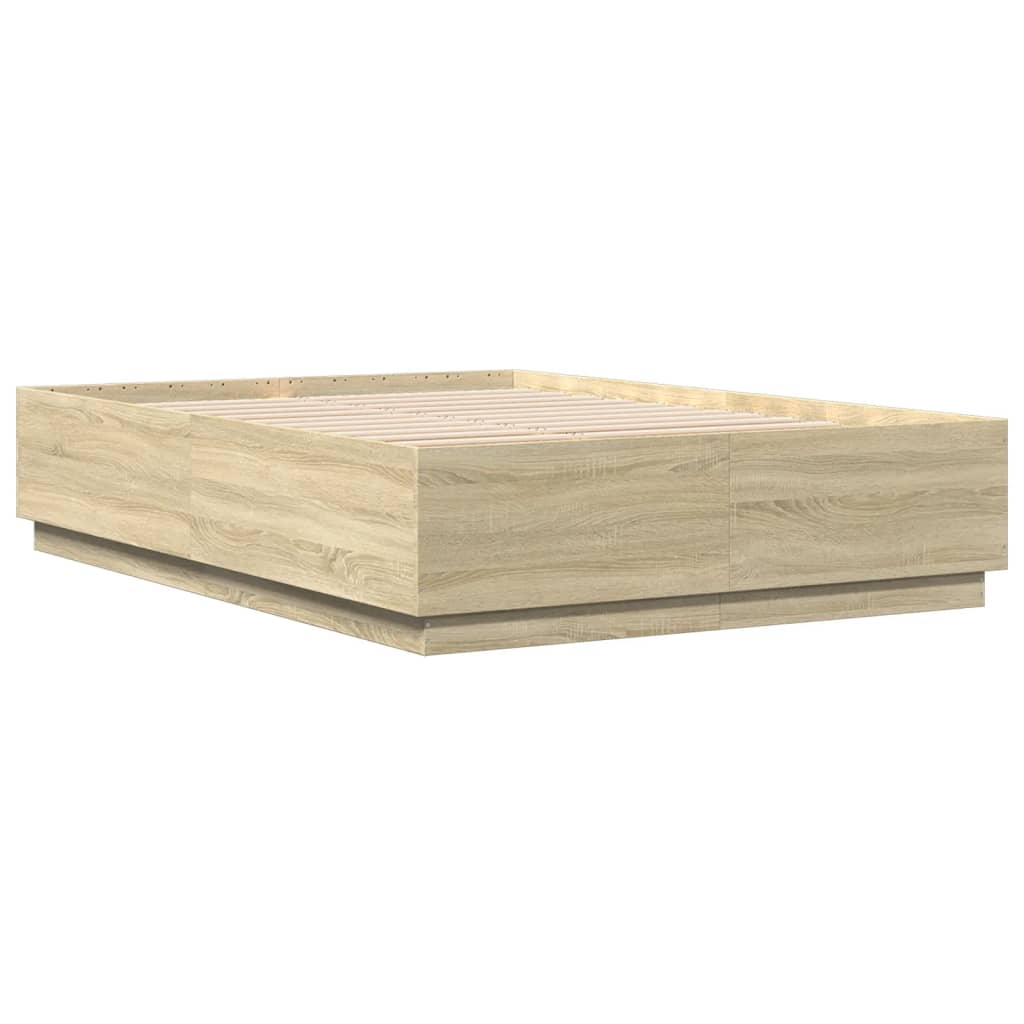 Sengeramme Med Led-Lys Sonoma Eik 150X200 Cm Konstruert Tre