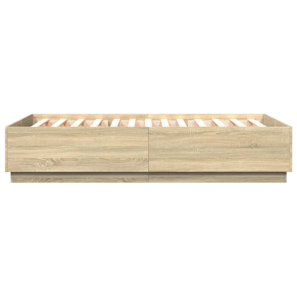 Sengeramme Med Led-Lys Sonoma Eik 150X200 Cm Konstruert Tre