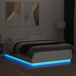 Sengeramme Med Led-Lys Hvit 120X200 Cm Konstruert Tre