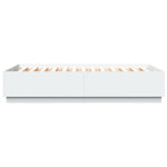 Sengeramme Med Led-Lys Hvit 120X200 Cm Konstruert Tre