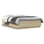Sengeramme Med Led-Lys Sonoma Eik 120X200 Cm Konstruert Tre