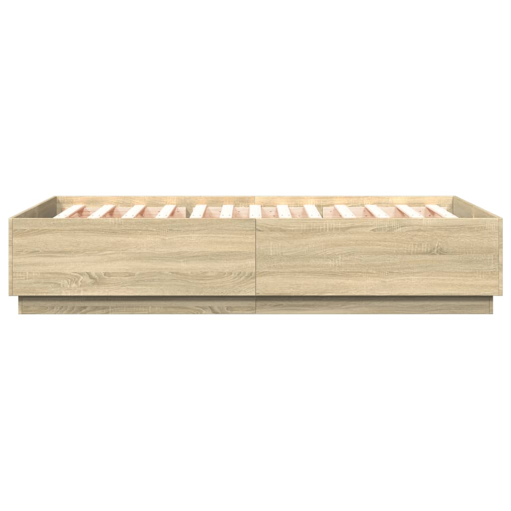 Sengeramme Med Led-Lys Sonoma Eik 120X200 Cm Konstruert Tre