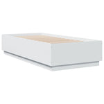 Sengeramme Med Led-Lys Hvit 100X200 Cm Konstruert Tre