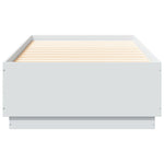 Sengeramme Med Led-Lys Hvit 100X200 Cm Konstruert Tre