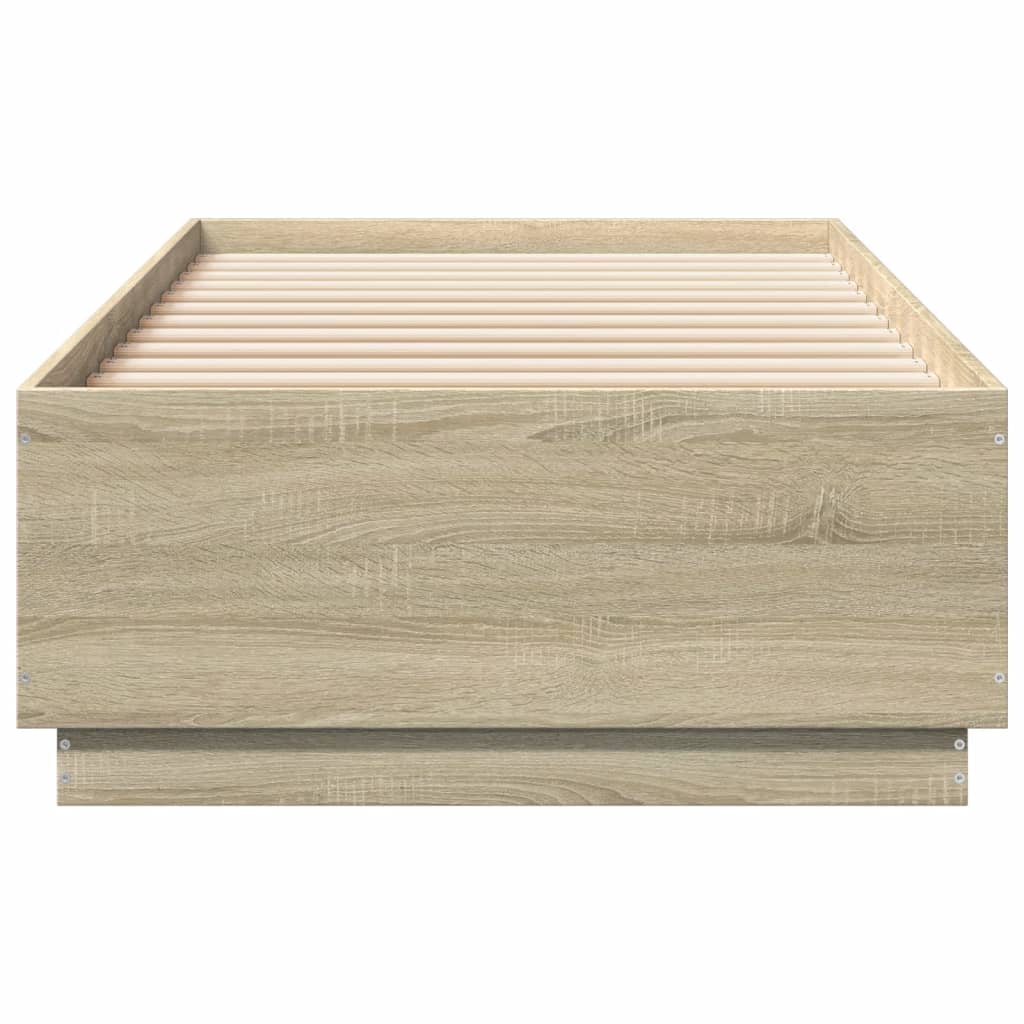 Sengeramme Med Led-Lys Sonoma Eik 100X200 Cm Konstruert Tre
