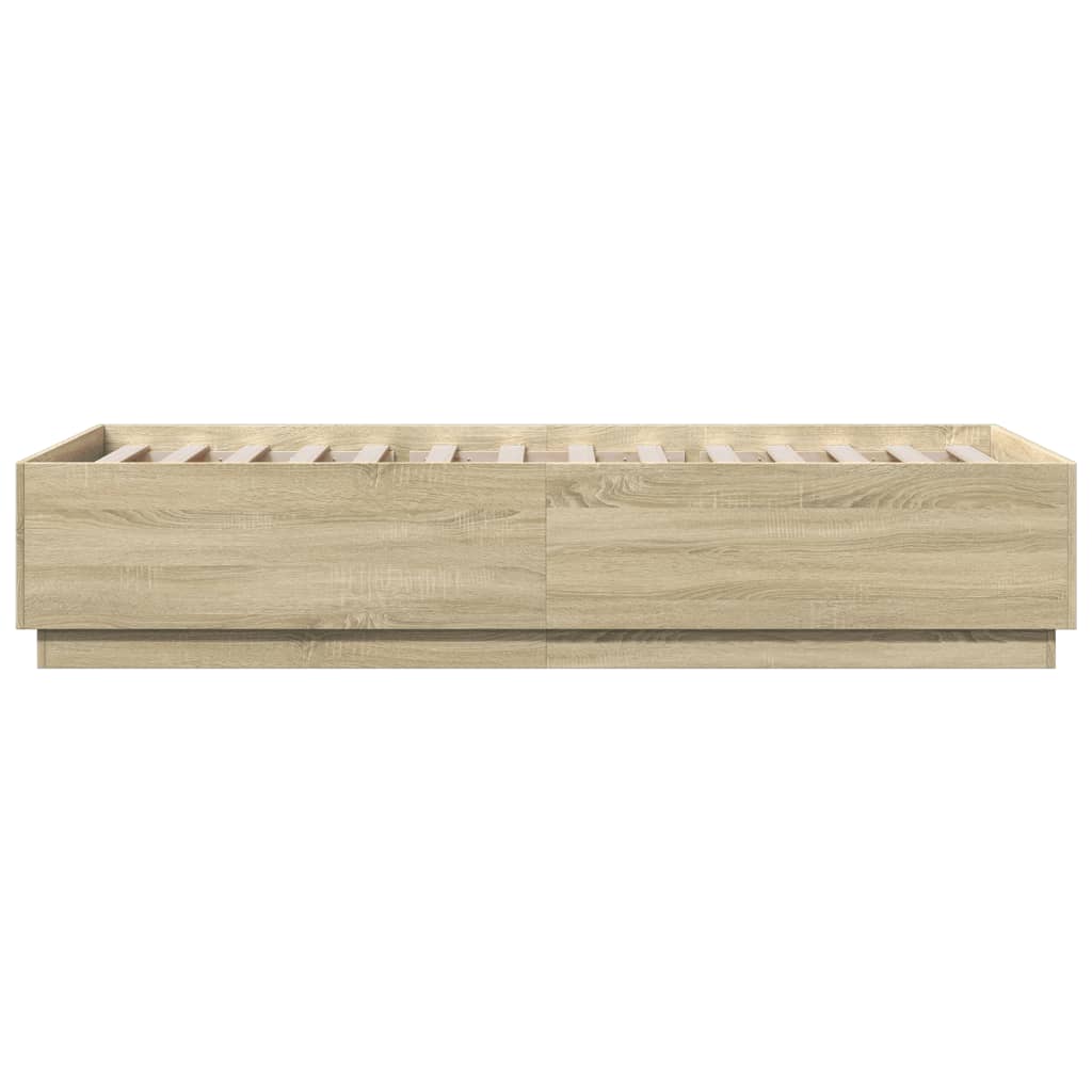 Sengeramme Med Led-Lys Sonoma Eik 100X200 Cm Konstruert Tre