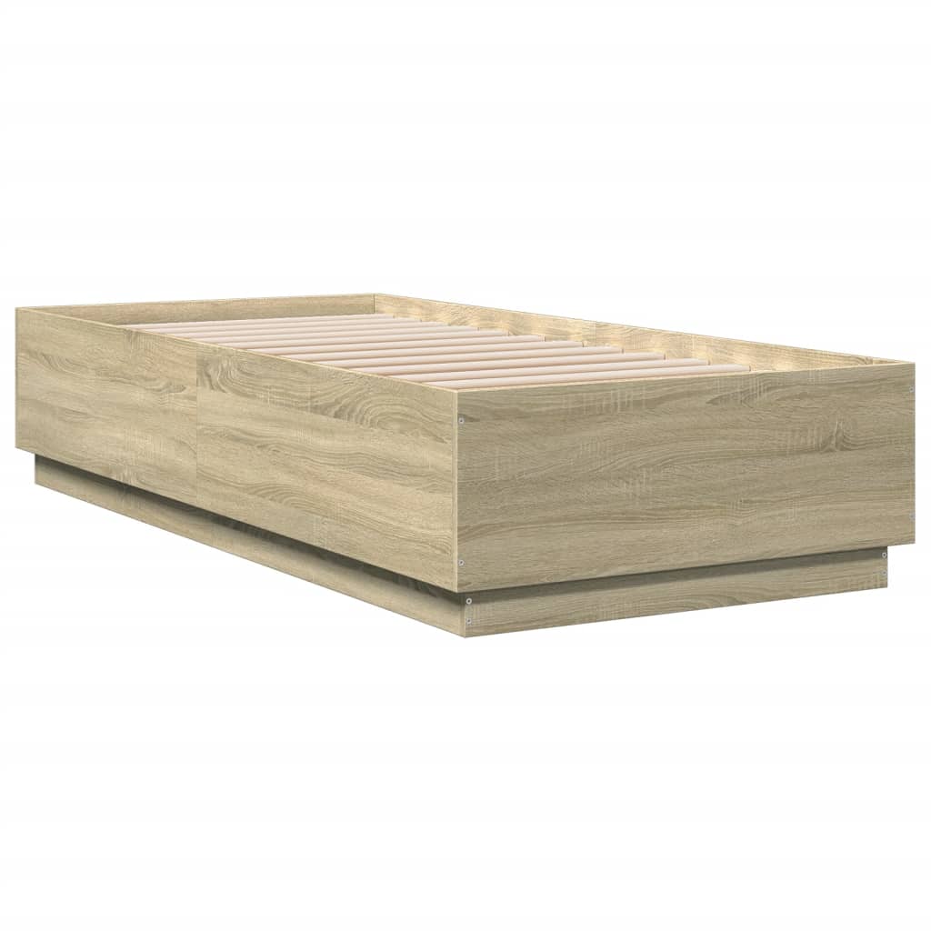 Sengeramme Med Led-Lys Sonoma Eik 100X200 Cm Konstruert Tre