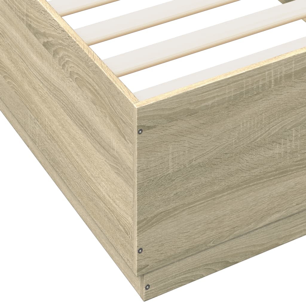 Sengeramme Med Led-Lys Sonoma Eik 100X200 Cm Konstruert Tre