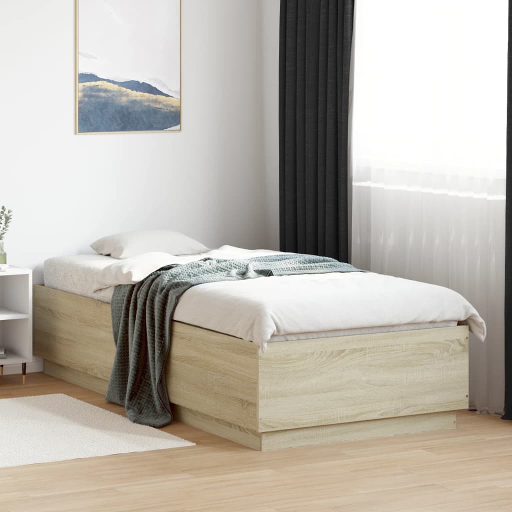 Sengeramme Med Led-Lys Sonoma Eik 100X200 Cm Konstruert Tre
