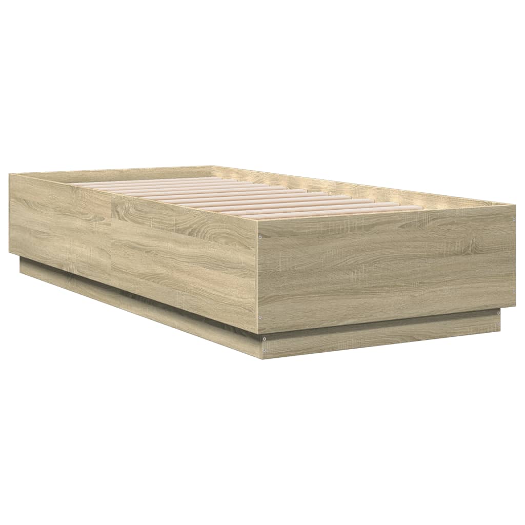 Sengeramme Med Led-Lys Sonoma Eik 90X200 Cm Konstruert Tre