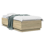 Sengeramme Med Led-Lys Sonoma Eik 90X200 Cm Konstruert Tre