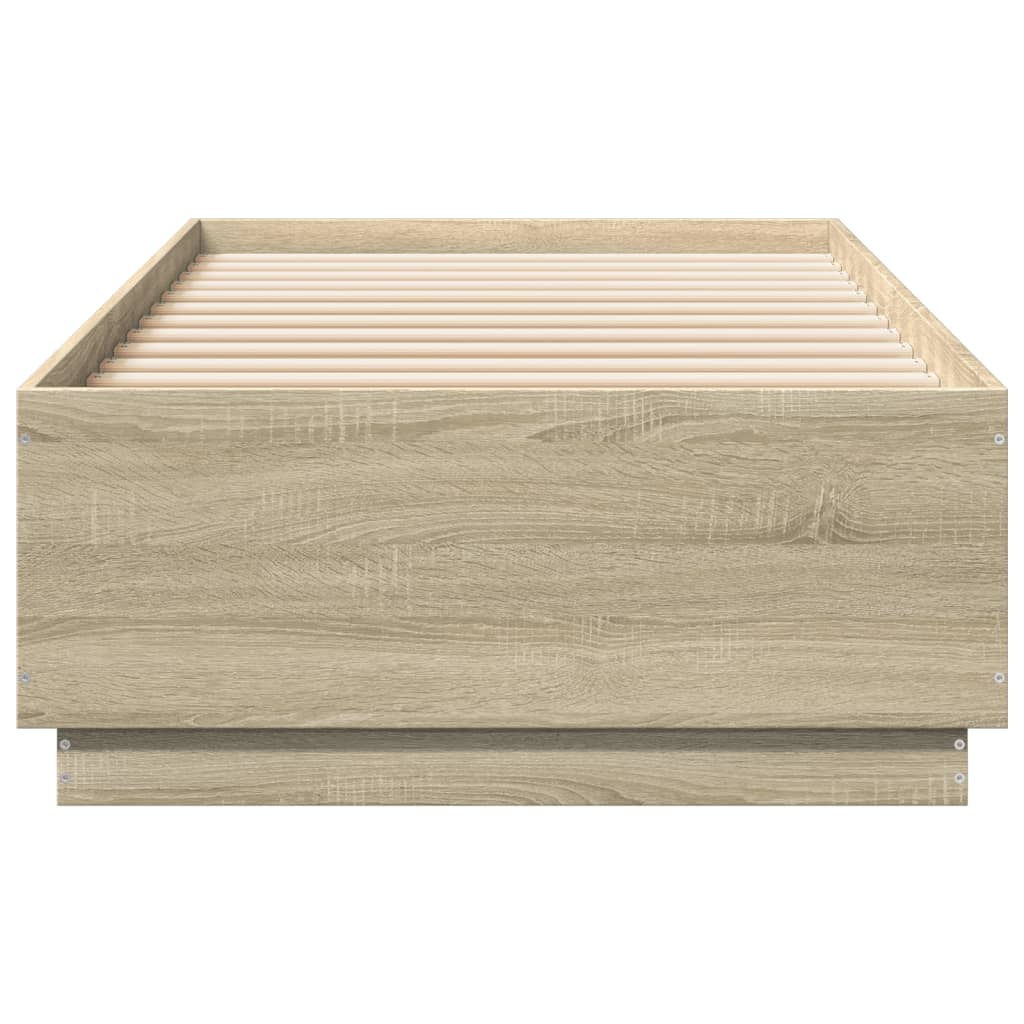 Sengeramme Med Led-Lys Sonoma Eik 90X200 Cm Konstruert Tre