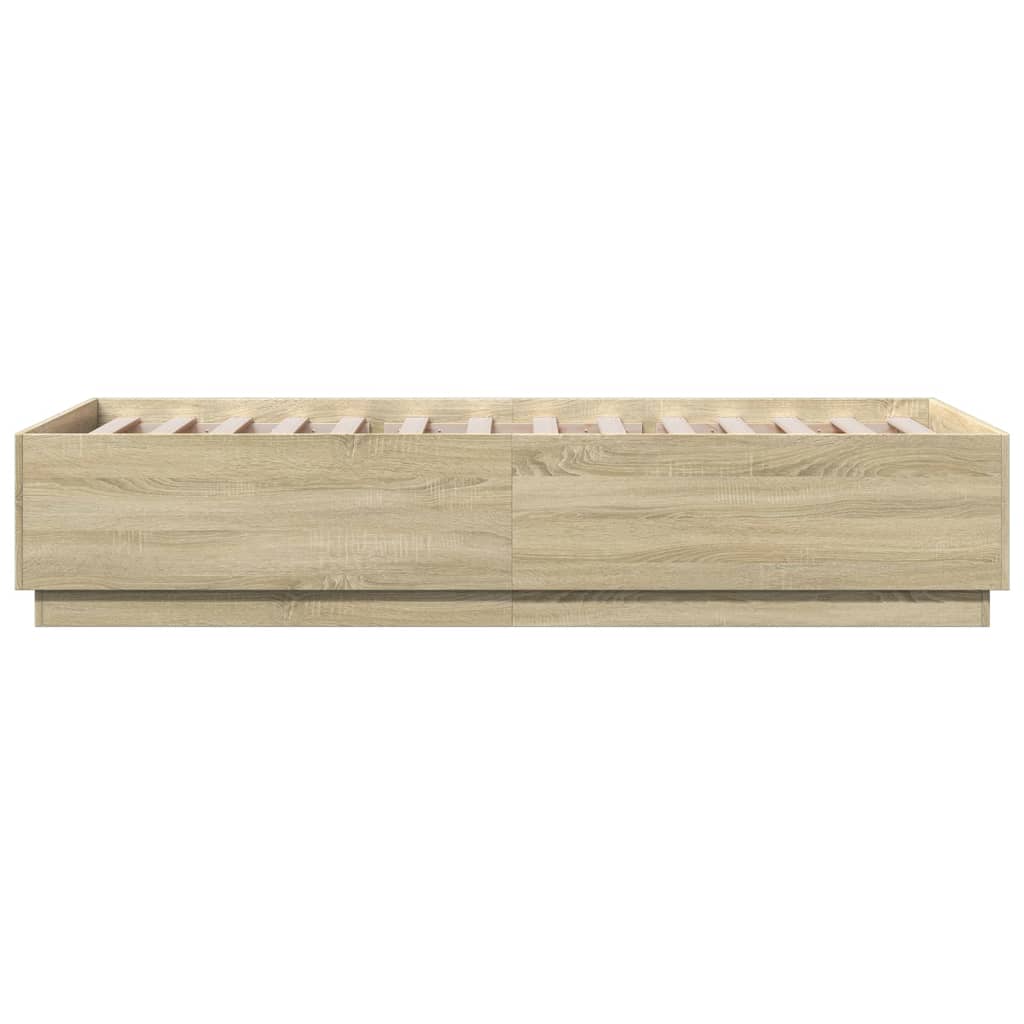 Sengeramme Med Led-Lys Sonoma Eik 90X200 Cm Konstruert Tre