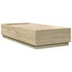 Sengeramme Med Led-Lys Sonoma Eik 90X200 Cm Konstruert Tre