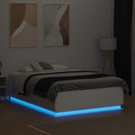 Sengeramme Med Led-Lys Hvit 135X190 Cm Konstruert Tre