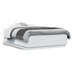Sengeramme Med Led-Lys Hvit 135X190 Cm Konstruert Tre