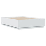 Sengeramme Med Led-Lys Hvit 135X190 Cm Konstruert Tre