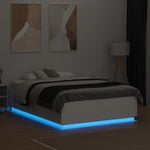 Sengeramme Med Led-Lys Hvit 120X190 Cm Konstruert Tre