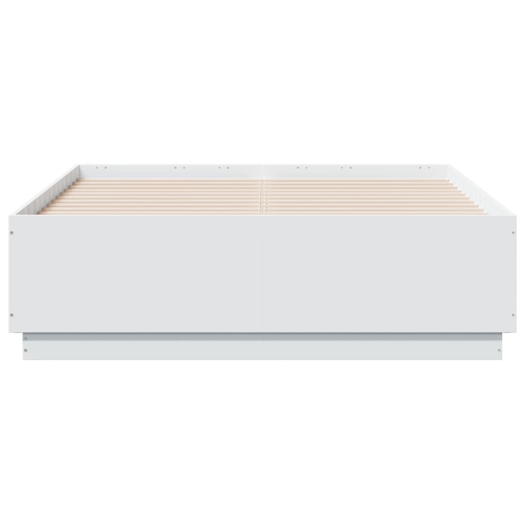 Sengeramme Med Led-Lys Hvit 120X190 Cm Konstruert Tre