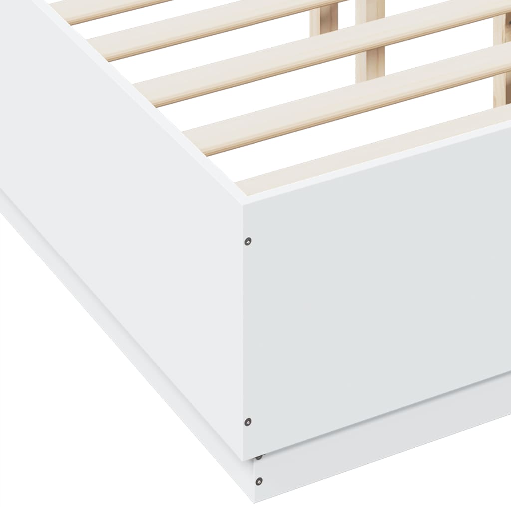 Sengeramme Med Led-Lys Hvit 120X190 Cm Konstruert Tre