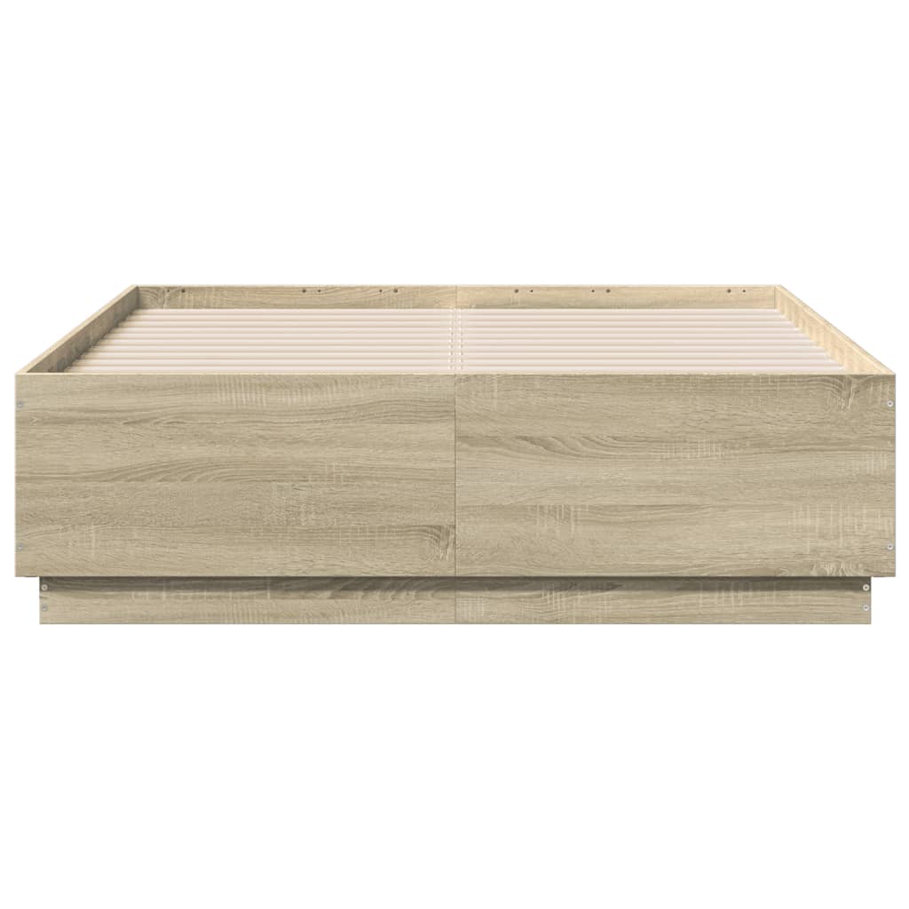 Sengeramme Med Led-Lys Sonoma Eik 120X190 Cm Konstruert Tre