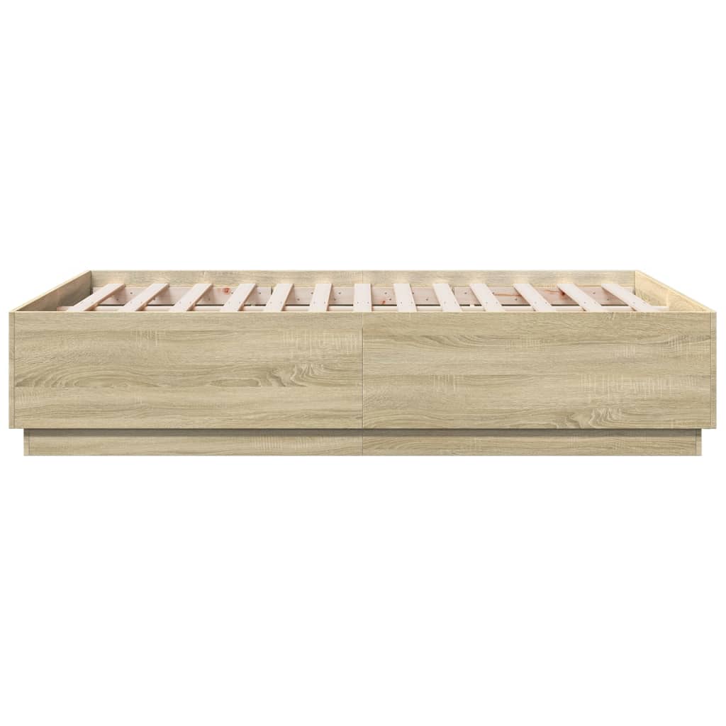 Sengeramme Med Led-Lys Sonoma Eik 120X190 Cm Konstruert Tre