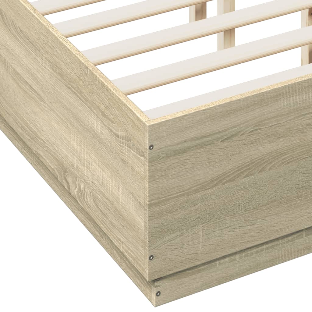Sengeramme Med Led-Lys Sonoma Eik 120X190 Cm Konstruert Tre