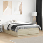 Sengeramme Med Led-Lys Sonoma Eik 120X190 Cm Konstruert Tre