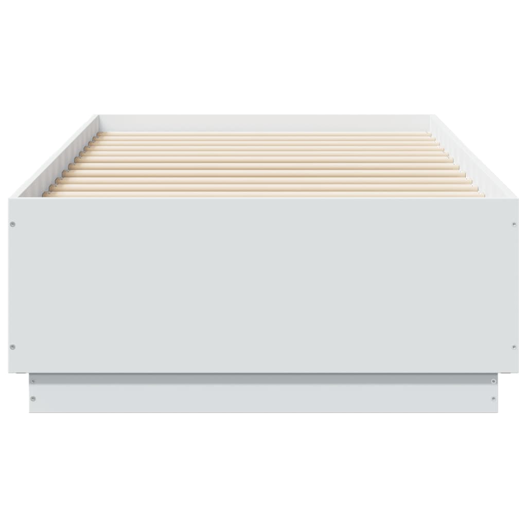 Sengeramme Med Led-Lys Hvit 90X190 Cm Konstruert Tre
