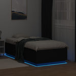Sengeramme Med Led-Lys Svart 90X190 Cm Konstruert Tre