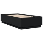 Sengeramme Med Led-Lys Svart 90X190 Cm Konstruert Tre