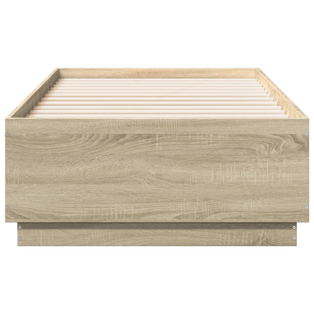 Sengeramme Med Led-Lys Sonoma Eik 90X190 Cm Konstruert Tre