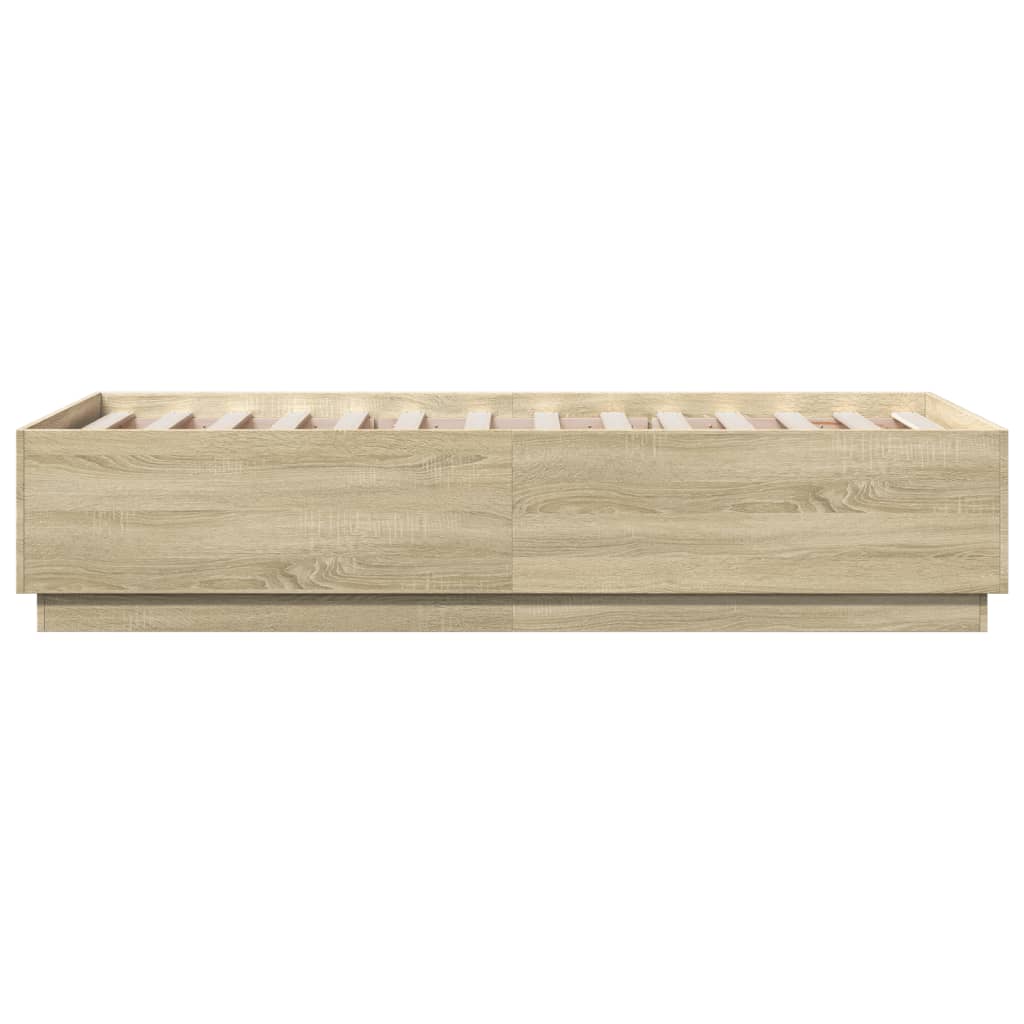 Sengeramme Med Led-Lys Sonoma Eik 90X190 Cm Konstruert Tre