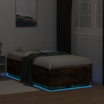 Sengeramme Med Led-Lys Røkt Eik 90X190 Cm Konstruert Tre