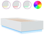 Sengeramme Med Led-Lys Hvit 75X190 Cm Konstruert Tre