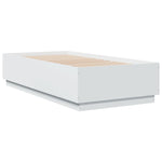 Sengeramme Med Led-Lys Hvit 75X190 Cm Konstruert Tre