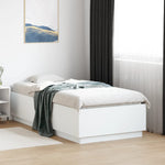 Sengeramme Med Led-Lys Hvit 75X190 Cm Konstruert Tre