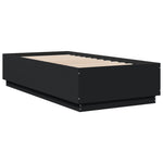 Sengeramme Med Led-Lys Svart 75X190 Cm Konstruert Tre