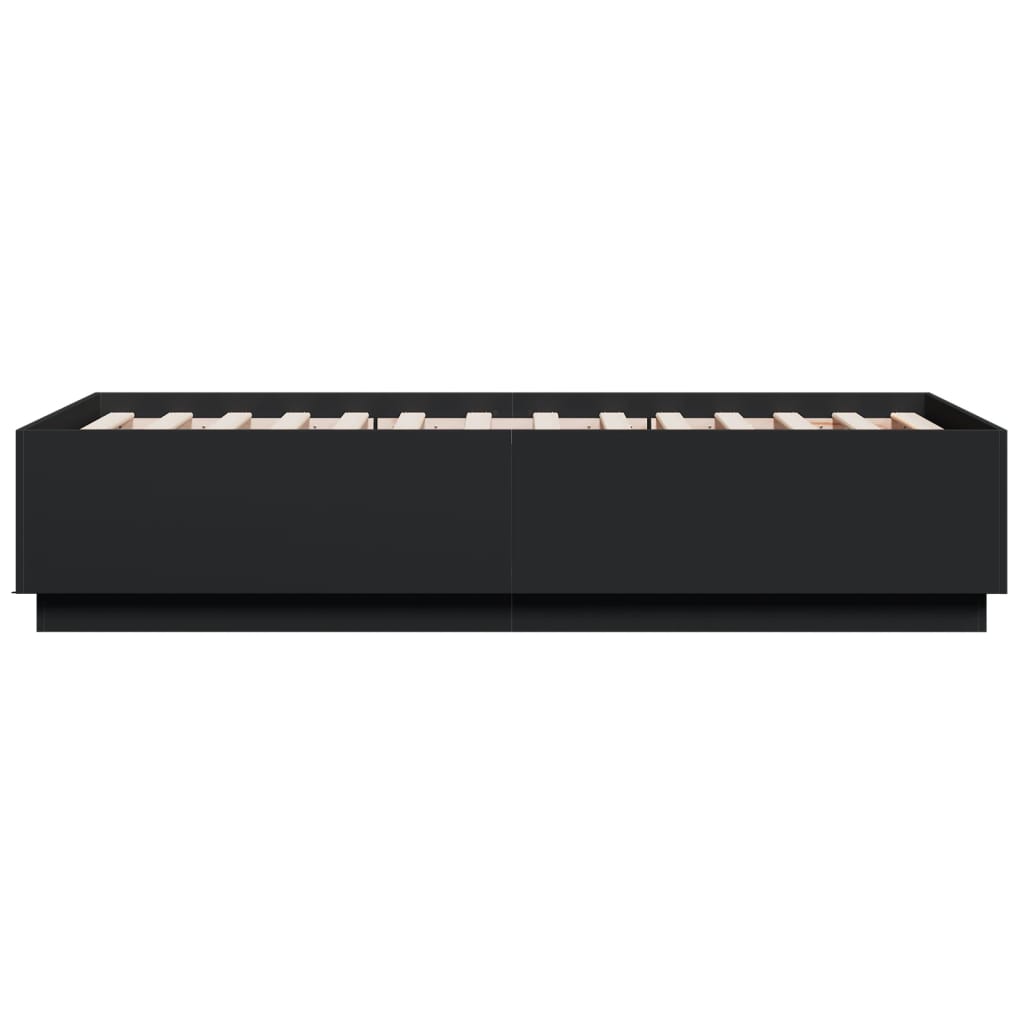 Sengeramme Med Led-Lys Svart 75X190 Cm Konstruert Tre