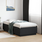 Sengeramme Med Led-Lys Svart 75X190 Cm Konstruert Tre