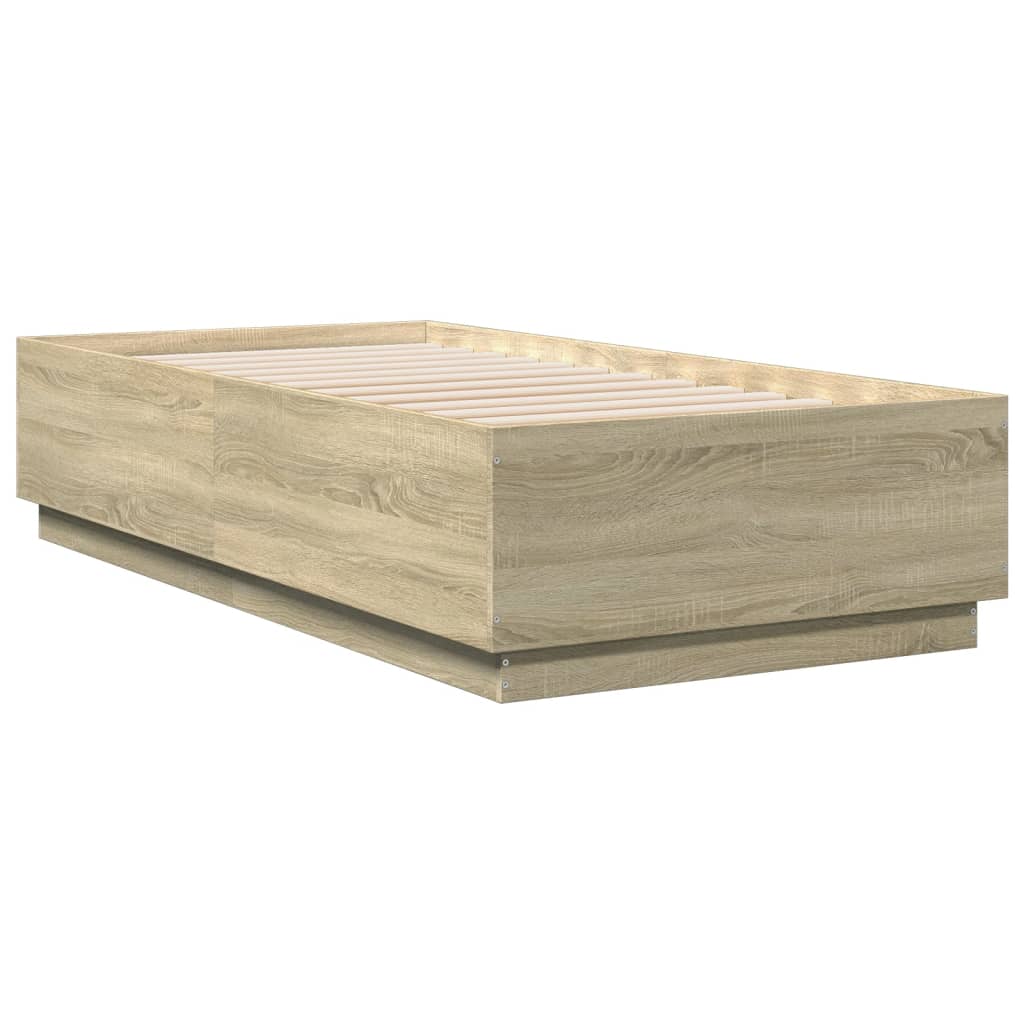 Sengeramme Med Led-Lys Sonoma Eik 75X190 Cm Konstruert Tre