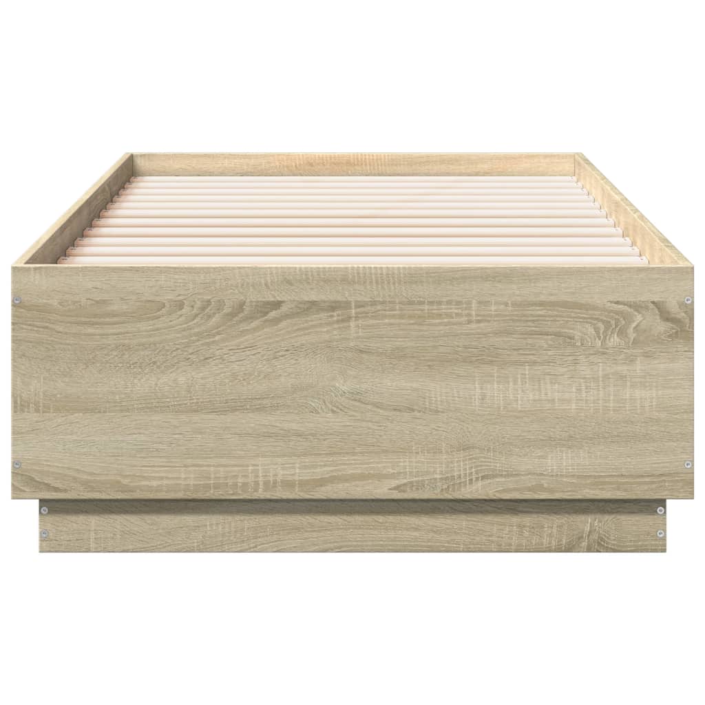 Sengeramme Med Led-Lys Sonoma Eik 75X190 Cm Konstruert Tre
