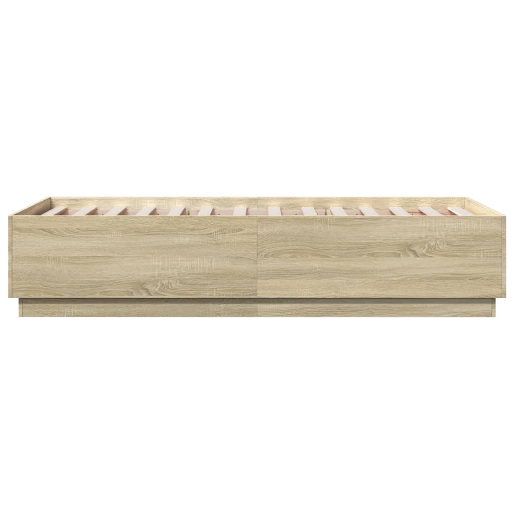 Sengeramme Med Led-Lys Sonoma Eik 75X190 Cm Konstruert Tre
