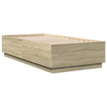 Sengeramme Med Led-Lys Sonoma Eik 75X190 Cm Konstruert Tre