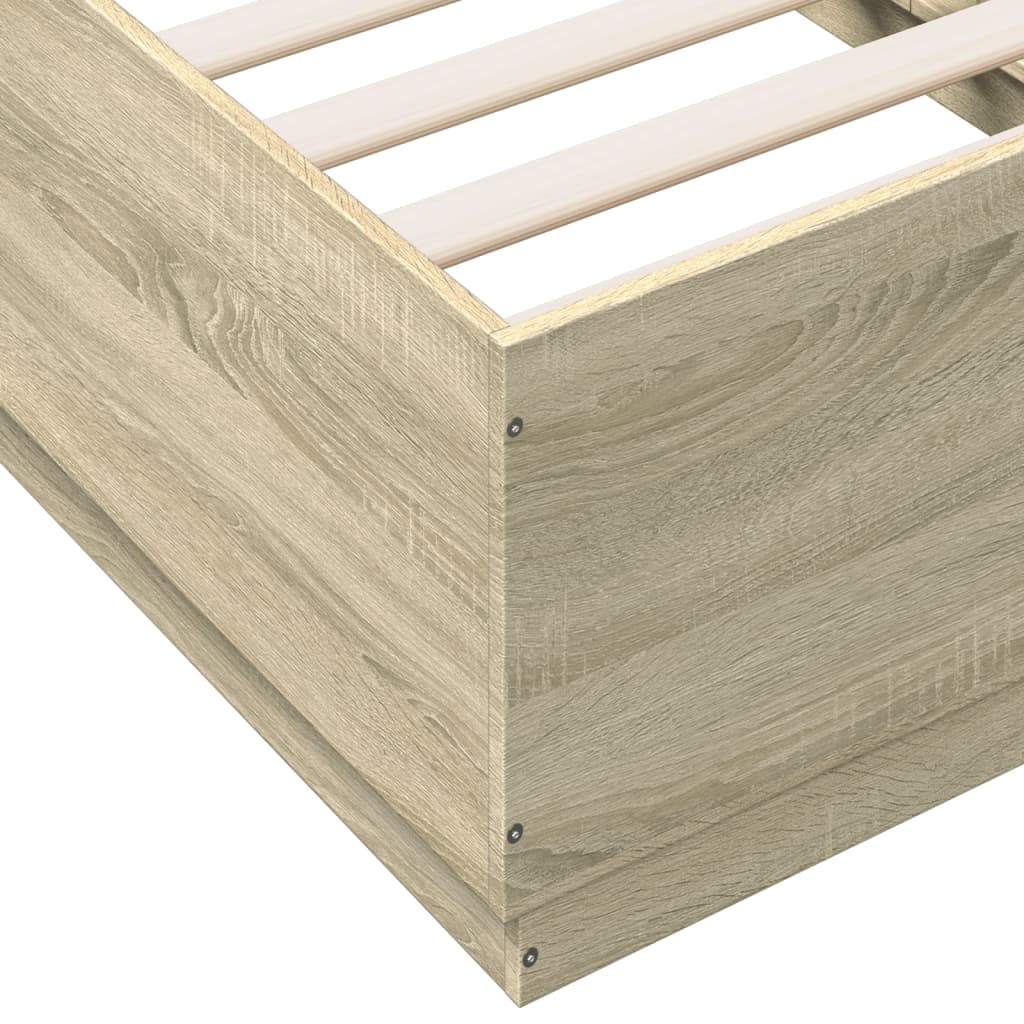 Sengeramme Med Led-Lys Sonoma Eik 75X190 Cm Konstruert Tre
