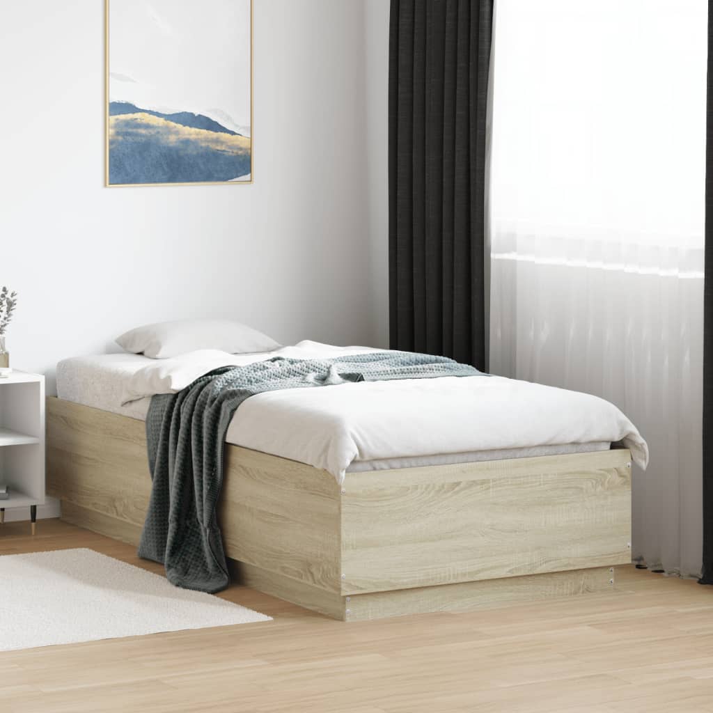 Sengeramme Med Led-Lys Sonoma Eik 75X190 Cm Konstruert Tre