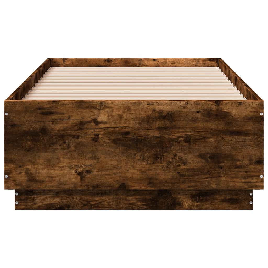Sengeramme Med Led-Lys Røkt Eik 75X190 Cm Konstruert Tre